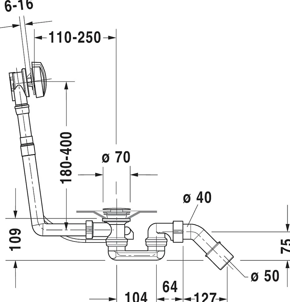 Vidage baignoire 40x8x40 cm latéral-Duravit Clearance