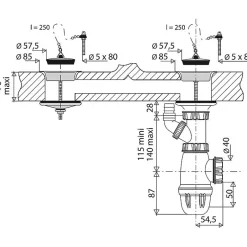 Vidage complet pour éviers grès - - Plastique blanc - Diamètre 60 mm-Valentin Best