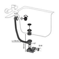 Vidage de baignoire à câble doré^Wirquin Outlet
