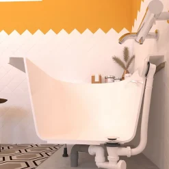 Vidage de baignoire automatique à câble sortie orientable à 360° finition blanche-Valentin Outlet