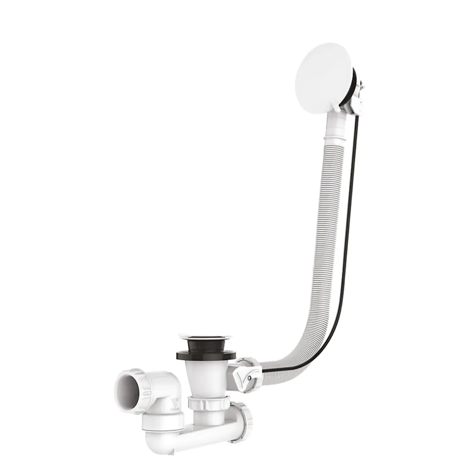 Vidage de baignoire automatique à câble sortie orientable à 360° finition blanche-Valentin Outlet