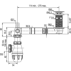 Vidage de lavabo universel avec tubulure extra-plate, siphon déporté, prises-Valentin Online