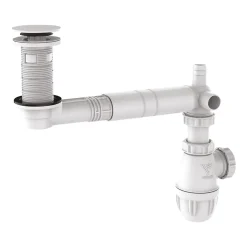 Vidage de lavabo universel avec tubulure extra-plate, siphon déporté, prises-Valentin Online
