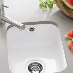 Vidage manuel 1 bac CUIPD123 pour évier céramique CISTERNA et FELIX - Siphon gain de place-Cuisissimo Online