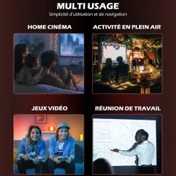Vidéoprojecteur Android 13.0 FULL HD Design rétro pliable + Mini mur d'enceinte 20W bluetooth modulable 4-EN-1-Kyf Outlet