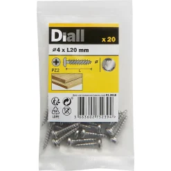 Vis à bois à tête cylindrique en acier inoxydable A4 pozidriv 4X20 mm - 20 pièces^Diall Discount