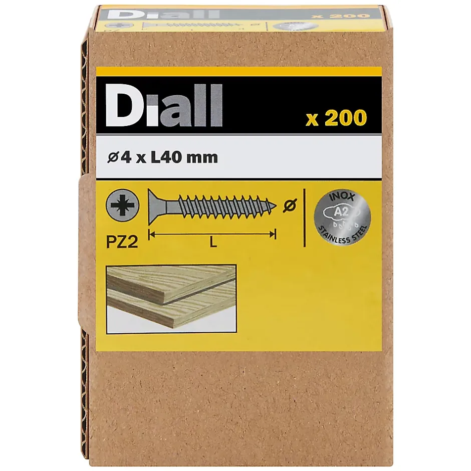 Vis à bois en acier inoxydable A2 pozidriv 4x40 mm - 200 pièces-Diall Online