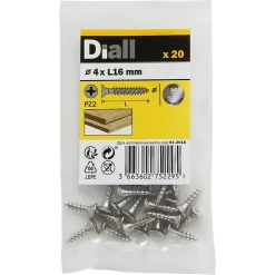 Vis à bois en acier inoxydable A4 pozidriv 4x16 mm - 20 pièces^Diall Discount
