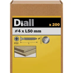 Vis à bois en acier inoxydable A2 pozidriv 4x50 mm - 200 pièces^Diall Discount