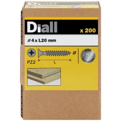 Vis à bois en acier inoxydable A2 pozidriv 4x20 mm - 200 pièces^Diall Best