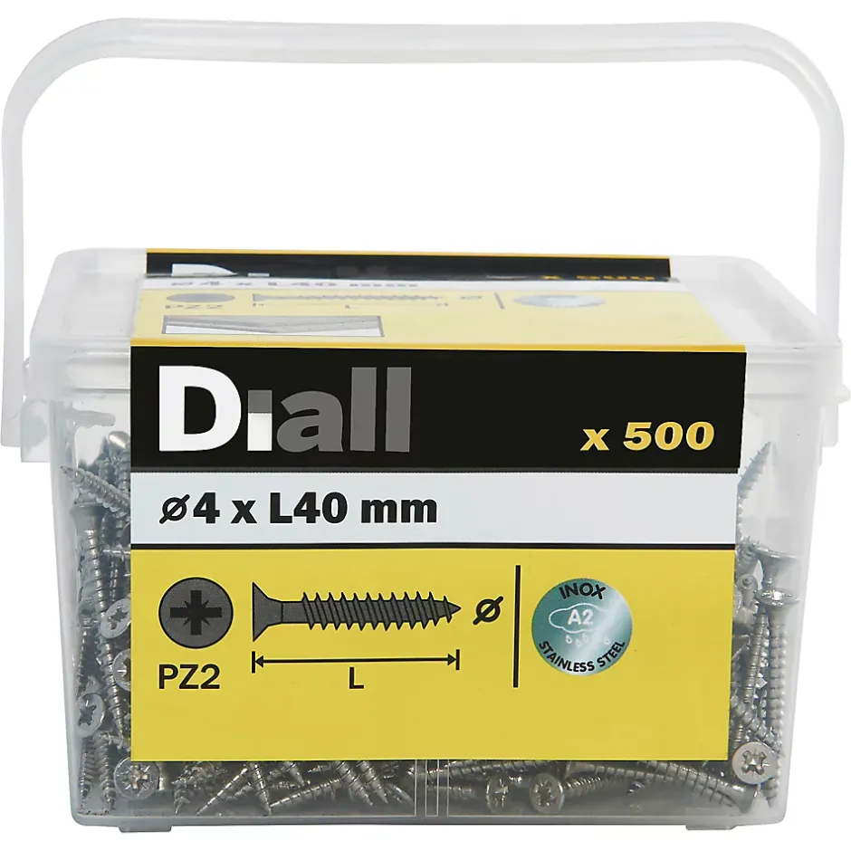 Vis à bois en acier inoxydable A2 pozidriv 4x40 mm - 500 pièces^Diall Hot