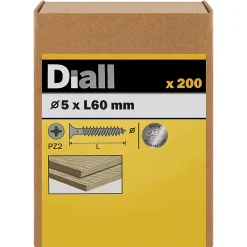 Vis à bois en acier inoxydable A2 pozidriv 5x60 mm - 200 pièces^Diall Online