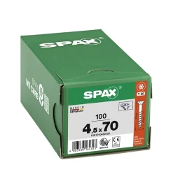 Vis à bois tête fraisée Spax Wirox torx 4,5 x 70 mm filetage partiel - 100 pièces^Spax France Outlet