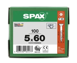 Vis à bois tête fraisée Spax Wirox torx 5 x 60 mm filetage partiel - 100 pièces-Spax France Sale