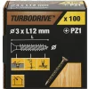 Vis à bois Premium pozidriv zinguée jaune 3x12 mm - 100 pièces-TurboDrive Discount