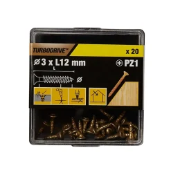 Vis à bois Premium pozidriv zinguée jaune 3x12 mm - 20 pièces^TurboDrive Hot