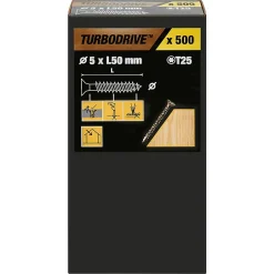 Vis à bois Premium torx zinguée jaune 5x50 mm - 500 pièces-TurboDrive Discount