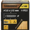 Vis à bois Premium pozidriv zinguée jaune 3.5x12 mm - 100 pièces-TurboDrive Hot