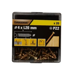 Vis à bois Premium pozidriv zinguée jaune 4x20 mm - 20 pièces-TurboDrive New