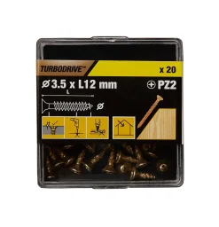 Vis à bois Premium pozidriv zinguée jaune 3.5x12 mm - 20 pièces^TurboDrive Clearance