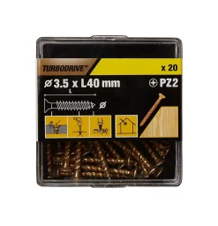 Vis à bois Premium pozidriv zinguée jaune 3.5x40 mm - 20 pièces-TurboDrive Best