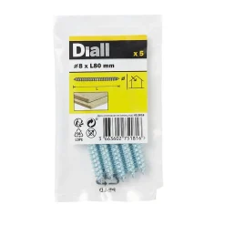 Vis à double filetage (bois/bois) 8x80 zingués mm - 5 pièces-Diall Best