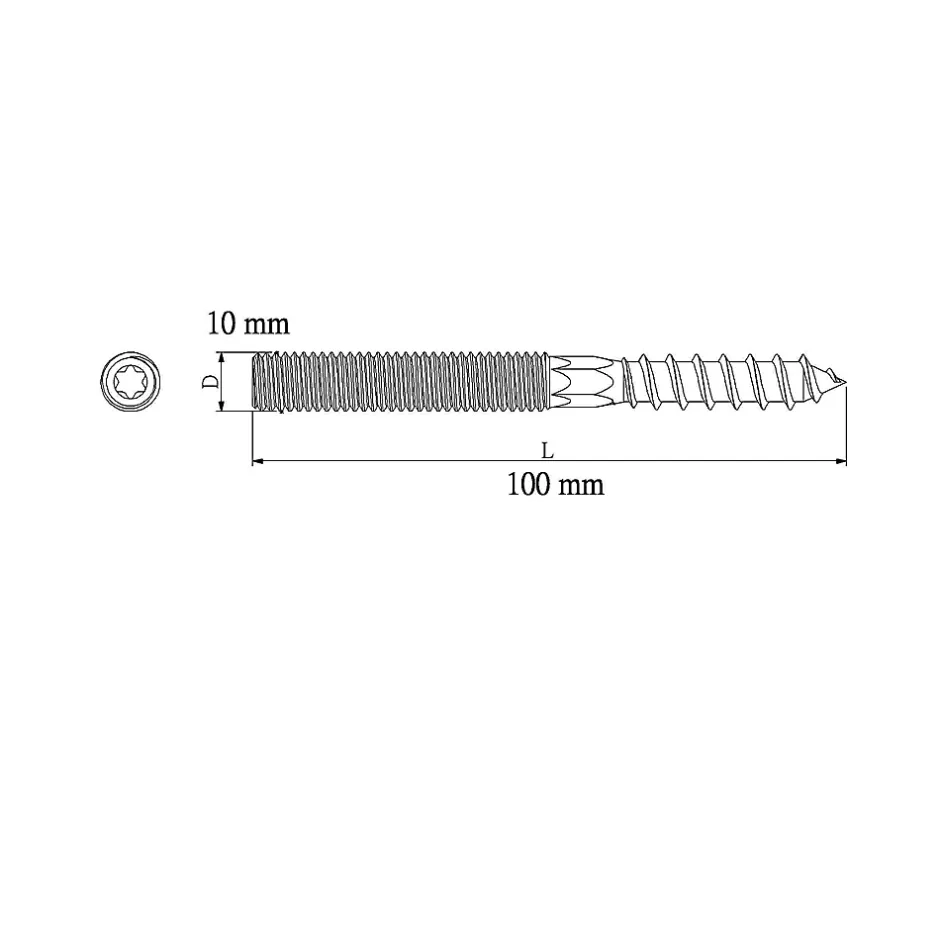 Vis à double filetage (métal/bois) 10x100 zingués mm - 5 pièces-Diall Discount