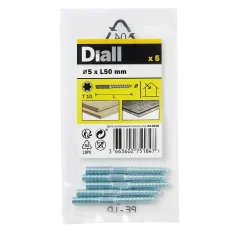 Vis à double filetage (métal/bois) 5x50 zingués mm - 5 pièces^Diall Online