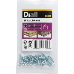 Vis à métaux en acier zingué 3 x 10 mm - 20 pièces-Diall Online