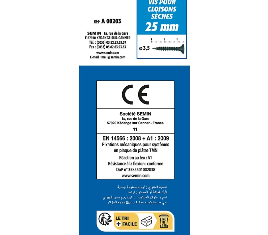 Vis Auto Perceuse 25 mm - Fixation des Plaques de Plâtre sur l'Ossature - Intérieur - Boîte de 1000 Pièces (Lot de 5000)-Semin Online