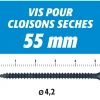 Vis Auto Perceuse 55 mm - Fixation des Plaques de Plâtre sur l'Ossature - Intérieur - Boîte de 500 Pièces^Semin Hot