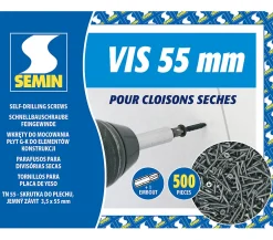 Vis Auto Perceuse 55 mm - Fixation des Plaques de Plâtre sur l'Ossature - Intérieur - Boîte de 500 Pièces^Semin Hot