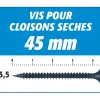 Vis Auto Perceuse 45 mm - Fixation des Plaques de Plâtre sur l'Ossature - Intérieur - Boîte de 1000 Pièces (Lot de 2000)-Semin Discount
