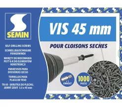 Vis Auto Perceuse 45 mm - Fixation des Plaques de Plâtre sur l'Ossature - Intérieur - Boîte de 1000 Pièces (Lot de 2000)-Semin Discount