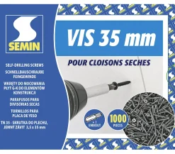 Vis Auto Perceuse 35 mm - Fixation des Plaques de Plâtre sur l'Ossature - Intérieur - Boîte de 1000 Pièces (Lot de 2000)-Semin