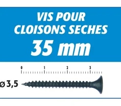 Vis Auto Perceuse 35 mm - Fixation des Plaques de Plâtre sur l'Ossature - Intérieur - Boîte de 1000 Pièces (Lot de 2000)-Semin