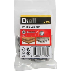 Vis autoperceuses fraisées en acier inoxydable A2, 4,8x25 mm - 25 pièces^Diall New