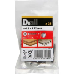 Vis autoperceuses fraisées en acier inoxydable A2, 4,8x32 mm - 25 pièces^Diall