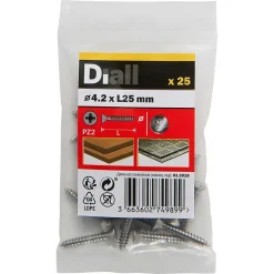 Vis autoperceuses fraisées en acier inoxydable A2, 4,2x25 mm - 25 pièces-Diall Outlet