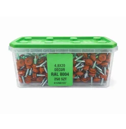 Vis autoperceuses toiture EPDM pour bois TX25 RAL 8004 Brun cuivré 4,8 x 20 mm 250 pièces^Essve Outlet