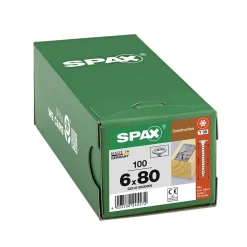 Vis de charpente tête ronde Spax Wirox 6 x 80 mm filetage total - 100 pièces-Spax France Best