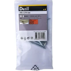 Vis de châssis PVC zinguée avec tête peinte en blanc, 6x70 mm - 6 pièces-Diall