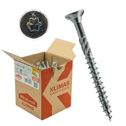 Vis de construction bois à tête fraisée Torx, zinguées blanches 8 x 100 mm 50 pcs^Klimas Online