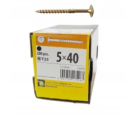 Vis de construction en bois à tête disque, zinguée jaune, 5 x 40 mm 200 pcs^Domax Hot