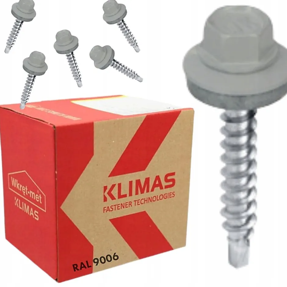 Vis de toiture WFD pour tôle trapézoïdale sur bois RAL 9006 Aluminium blanc 4,8x55 mm 200 pcs^Klimas Sale