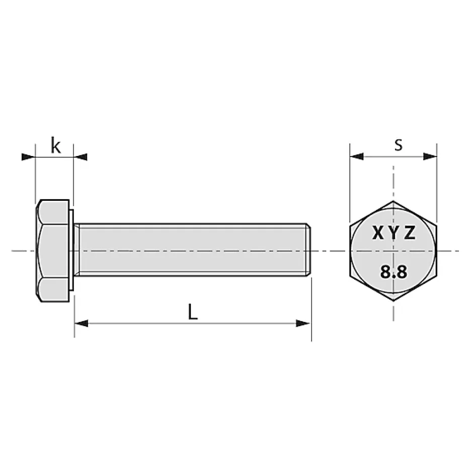 Vis hexagonale totalement filetée 16 x 120 mm classe 8.8 zinguée blanc - boîte de 25 --Lennie Online