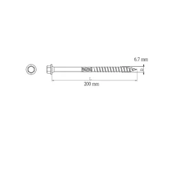 Vis pour charpente en bois, revêtement organique, 6,7x200 mm - 50 pièces^Diall Hot