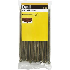 Vis pour charpente en bois, revêtement organique, 6,7x200 mm - 50 pièces^Diall Hot