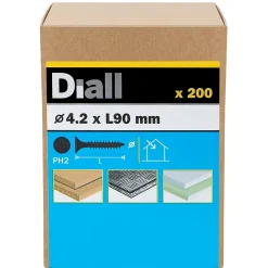 Vis pour plaque de plâtre (universelle), noir mat, 4,2x90 mm - 200 pièces-Diall Online