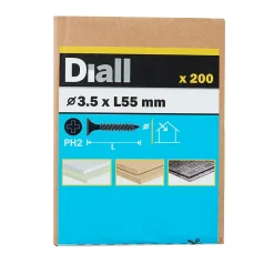 Vis pour plaque de plâtre (universelle), noir mat, 3,5x55 mm - 200 pièces-Diall Clearance